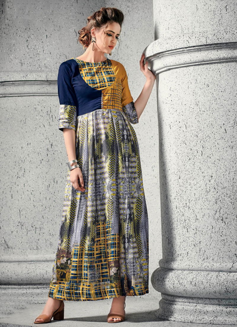 Shades Vol 2 Cotton Silk Satin Digital Print New Designer Long Kurti Collection 4191-4198